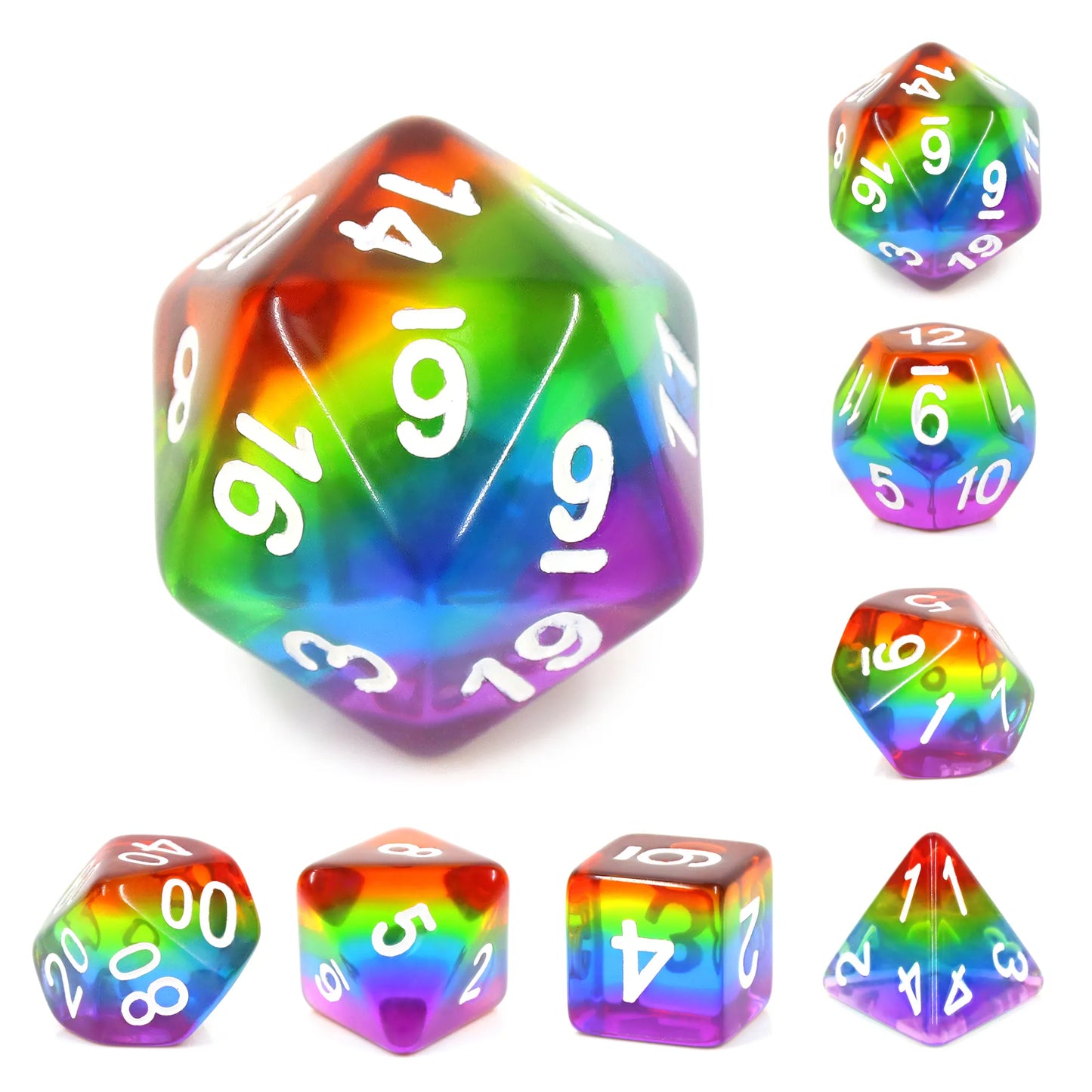 Transparent Rainbow Dice Dice Set