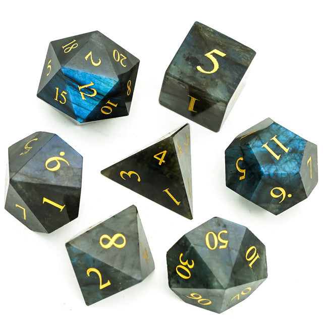 Labradorite Moonstone Gemstone Dice Set