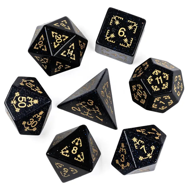 Blue Sandstone Gemstone Dice Set
