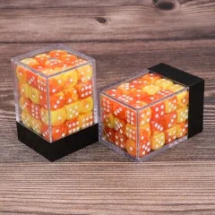 Yellow & Orange Marbled 12mm D6 Dice Cube – 36 Count