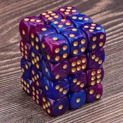 Purple & Navy Marbled 12mm D6 Dice Cube – 36 Count
