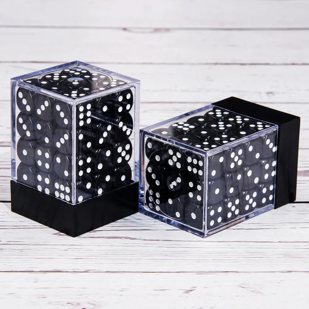 Opaque Black 12mm D6 Dice Cube – 36 Count