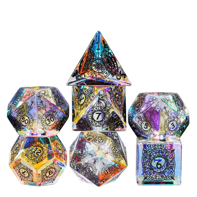Rainbow Crystal Gemstone Dice Set