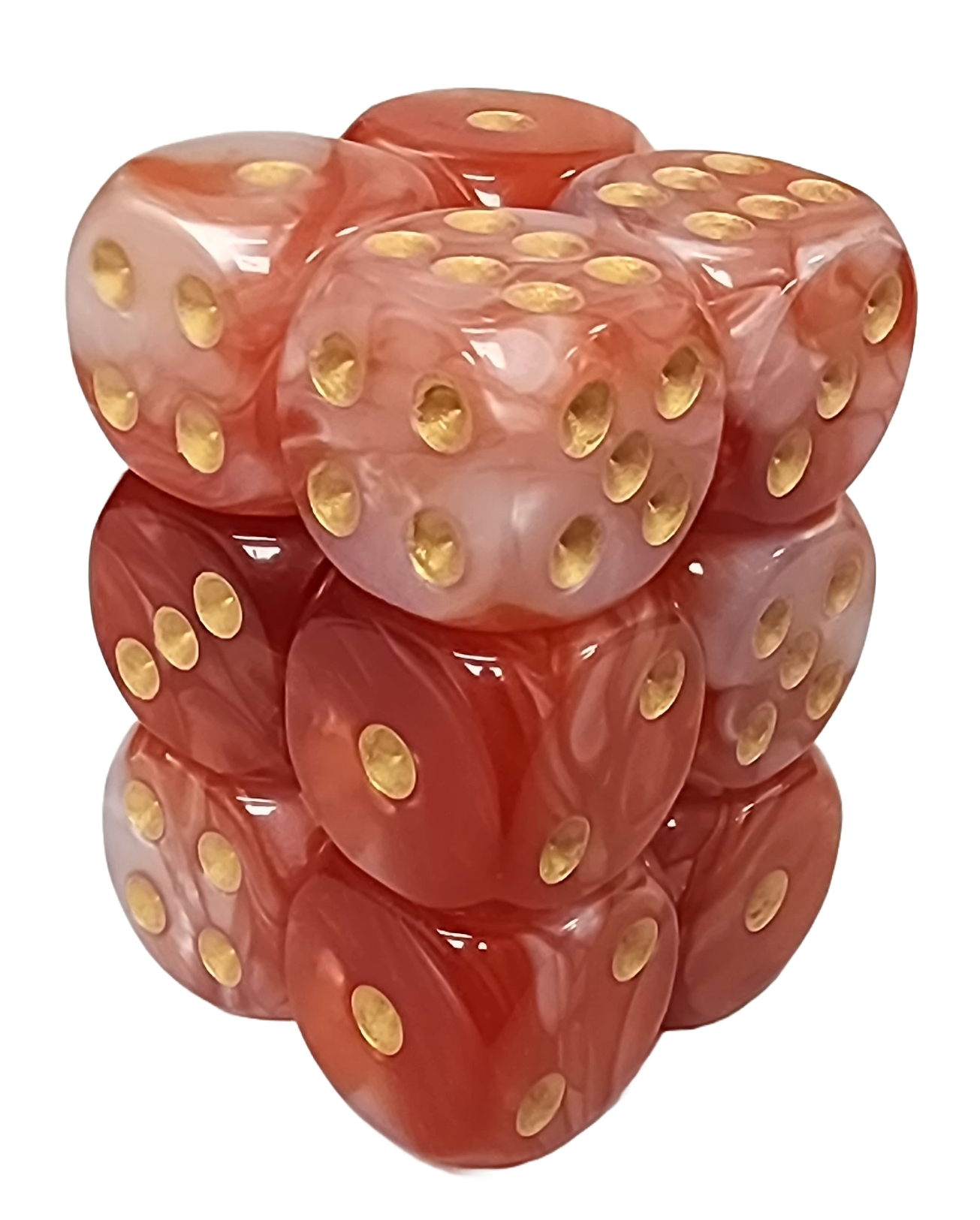Red & White Blend 16mm D6 Dice Cube – 12 Count