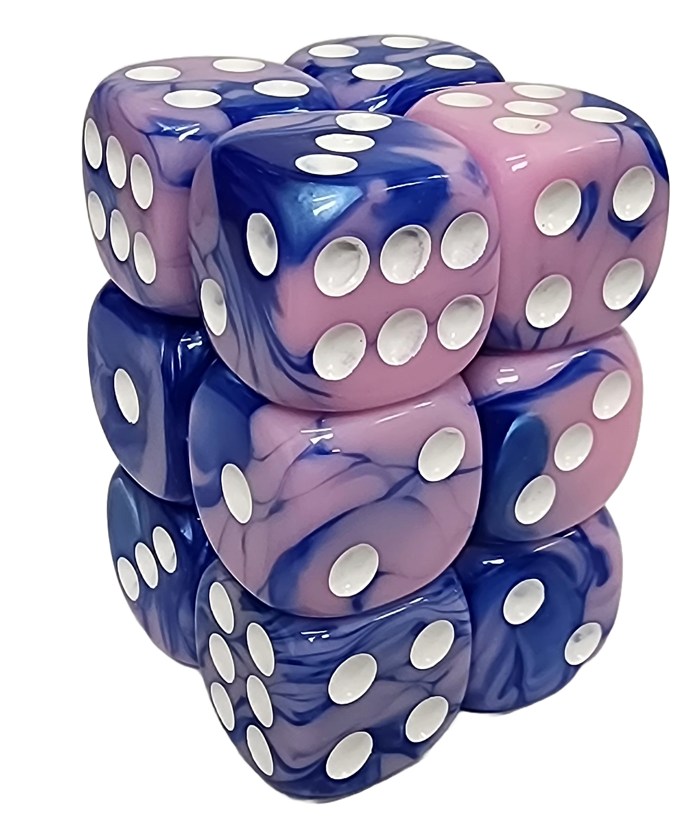 Blue & Pink Blend 16mm D6 Dice Cube – 12 Count