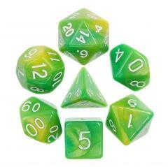 Green & Yellow Marble Dice Set