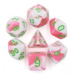 Pink & White Marble Dice Set