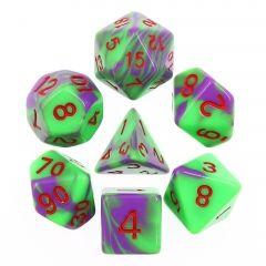 Purple & Green Marble Dice Set