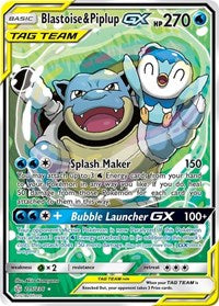 Blastoise & Piplup GX (Alternate Full Art) (215/236) [SM - Cosmic Eclipse]