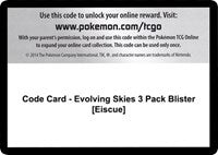 Code Card - Evolving Skies 3 Pack Blister [Eiscue] [SWSH07: Evolving Skies]