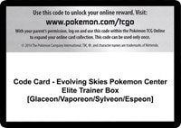 Code Card - Evolving Skies Pokemon Center Elite Trainer Box [Glaceon/Vaporeon/Sylveon/Espeon] [SWSH07: Evolving Skies]