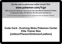 Code Card - Evolving Skies Pokemon Center Elite Trainer Box [Jolteon/Flareon/Umbreon/Leafeon] [SWSH07: Evolving Skies]