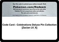 Code Card - Celebrations Deluxe Pin Collection [Zacian LV. X] [Celebrations]
