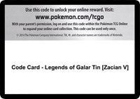 Code Card - Legends of Galar Tin [Zacian V] [SWSH02: Rebel Clash]