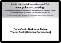 Code Card - Darkness Ablaze Theme Deck [Galarian Darmanitan] [SWSH03: Darkness Ablaze]