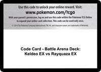Code Card - Battle Arena Deck: Keldeo EX vs Rayquaza EX [XY - Steam Siege]
