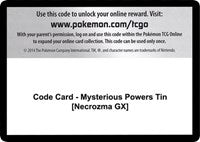 Code Card - Mysterious Powers Tin [Necrozma GX] [SM - Burning Shadows]