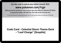 Code Card - Celestial Storm Theme Deck - "Leaf Charge" [Sceptile] [SM - Celestial Storm]