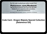 Code Card - Dragon Majesty Special Collection [Salamence GX] [Dragon Majesty]