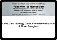 Code Card - Energy Cards Prerelease Box (Sun & Moon Energies) [Miscellaneous Cards & Products]