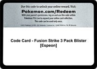 Code Card - Fusion Strike 3 Pack Blister [Espeon] [SWSH08: Fusion Strike]