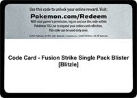 Code Card - Fusion Strike Single Pack Blister [Blitzle] [SWSH08: Fusion Strike]