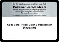 Code Card - Rebel Clash 3 Pack Blister [Rayquaza] [SWSH02: Rebel Clash]