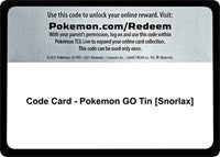 Code Card - Pokemon GO Tin [Snorlax] [Pokemon GO]