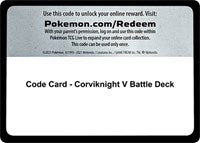 Code Card - Corviknight V Battle Deck [Miscellaneous Cards & Products]