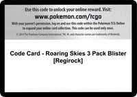 Code Card - Roaring Skies 3 Pack Blister [Regirock] [XY - Roaring Skies]