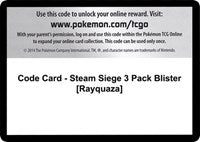 Code Card - Steam Siege 3 Pack Blister [Rayquaza] [XY - Steam Siege]