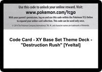 Code Card - XY Base Set Theme Deck - "Destruction Rush" [Yveltal] [XY Base Set]