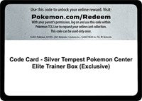 Code Card - Silver Tempest Pokemon Center Elite Trainer Box (Exclusive) [SWSH12: Silver Tempest]