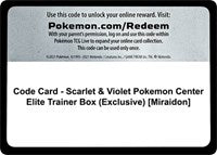 Code Card - Scarlet & Violet Pokemon Center Elite Trainer Box (Exclusive) [Miraidon] [SV01: Scarlet & Violet Base Set]