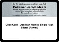Code Card - Obsidian Flames Single Pack Blister [Pawmi] [SV03: Obsidian Flames]