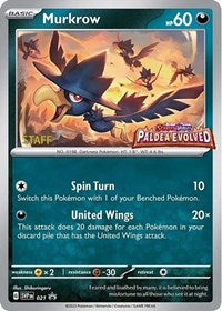 Murkrow - 021 (Prerelease) [Staff] (021) [SV: Scarlet & Violet Promo Cards]