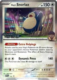 Hop's Snorlax (Prerelease) [Staff] (184) [SV: Scarlet & Violet Promo Cards]