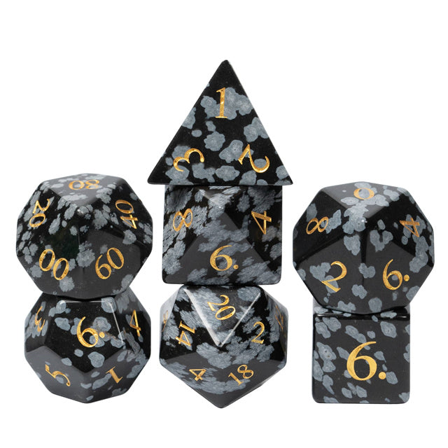 Snowflake Obsidian Dice Set