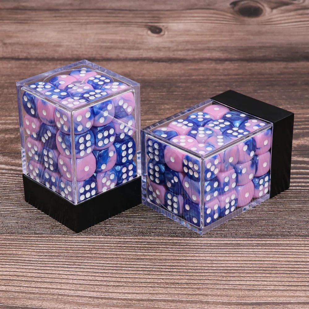 Pink & Blue Marbled 12mm  D6 Dice Cube – 36 Count