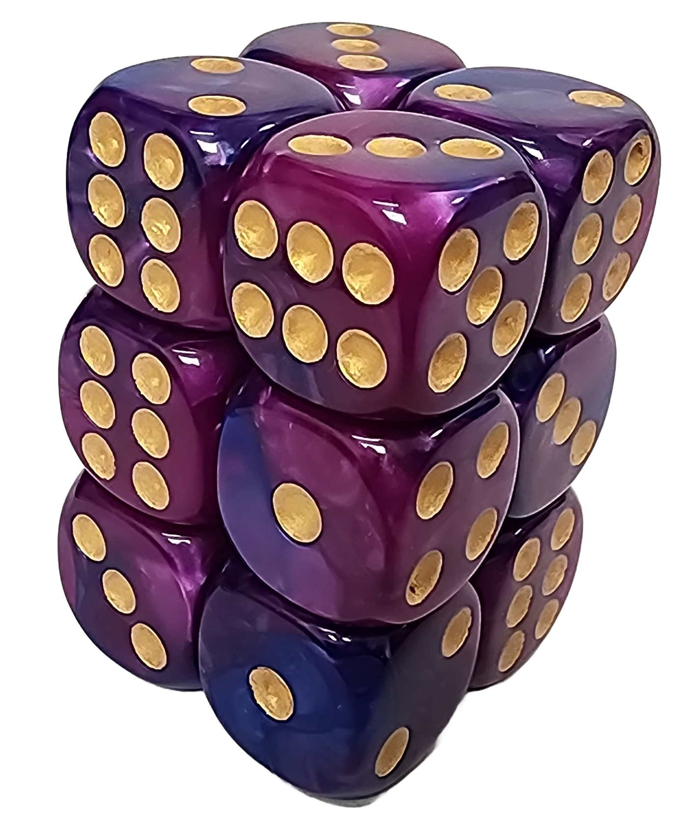 Blue & Purple Blend 16mm D6 Dice Cube – 12 Count