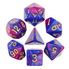 Purple & Blue Marble Dice Set