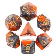 Silver & Orange Marble Dice Set