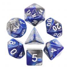 Blue & Silver Marble Dice Set