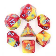 Red & Yellow Marble Dice Set