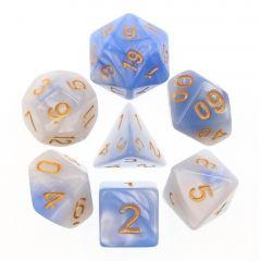 Lt Blue & White Marble Dice Set