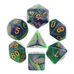 Blue & Green Marble Dice Set