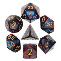 Red & Blue Marble Dice Set