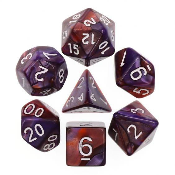 Purple & Copper Marble Dice Set