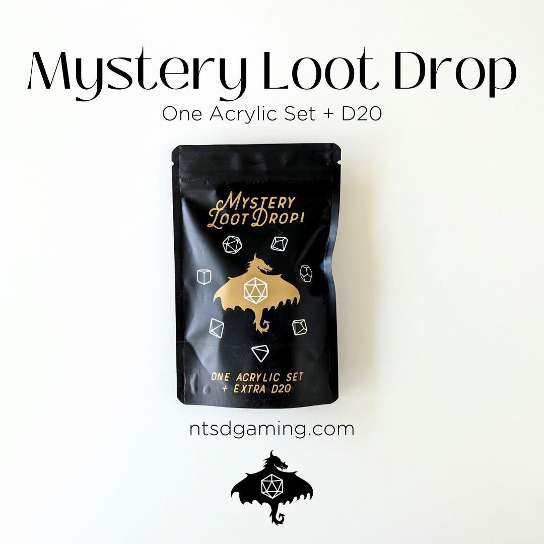Mystery Loot Drop – 8-Piece Acrylic Dice Set with Metal D20